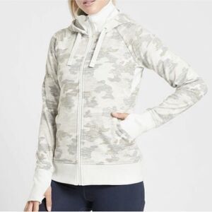 Athleta Full-Zip Triumph Hoodie Jacket – Gray Camo Print – Size XL